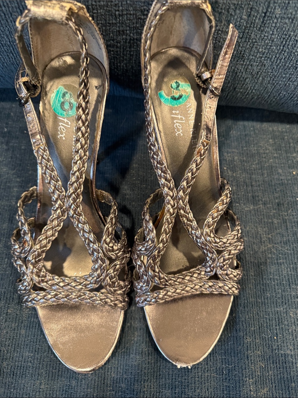 Anne Klein Metallic Brown Braided Strappy Heels